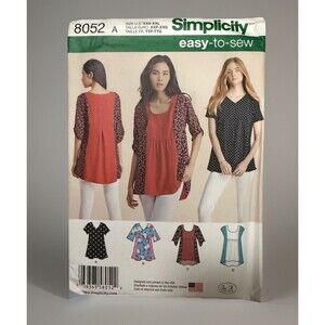 UNCUT Simplicity 8052 Shirt Pattern w/4 options - Size: XXS - XXL Easy To Sew